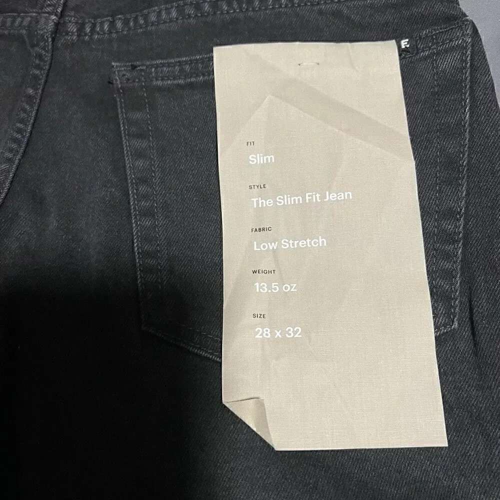 Everlane The Organic Cotton Slim Fit Jean Black Mens Size 28 x 32 NWT